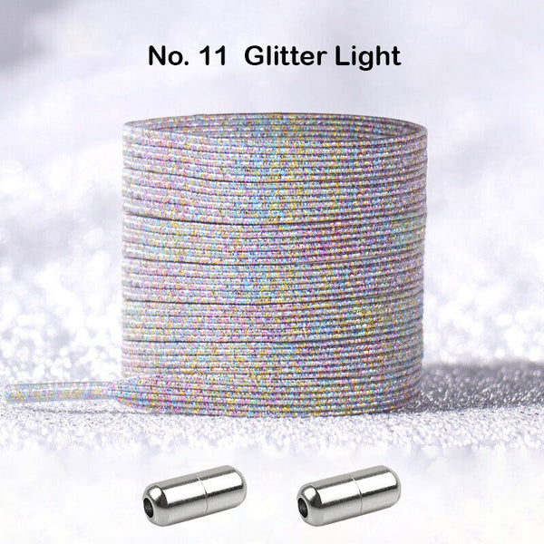 No Tie Glitter Light Locked Elastic Shoelace Shoe Lace Lazy Laces Sneakers Sports Kids Adults - Lets Party