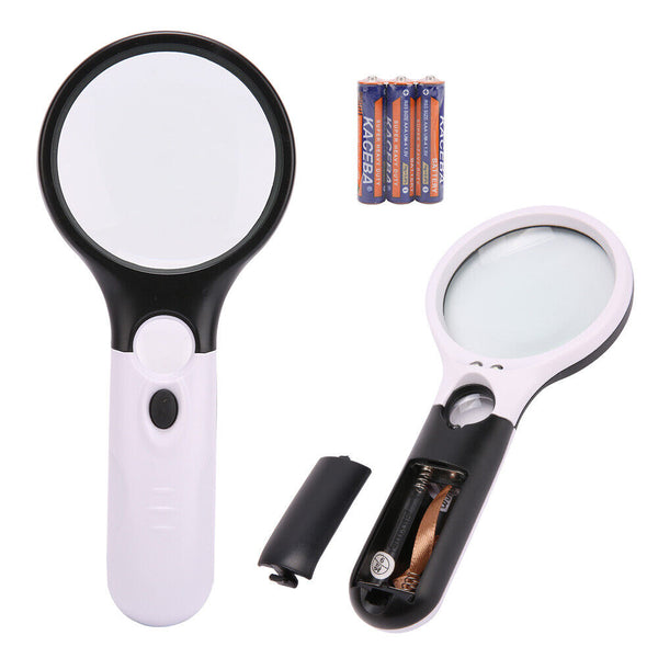 45X Handheld Magnifier Reading Magnifying Glass Jewelry Loupe With 3 LED Light - Lets Party