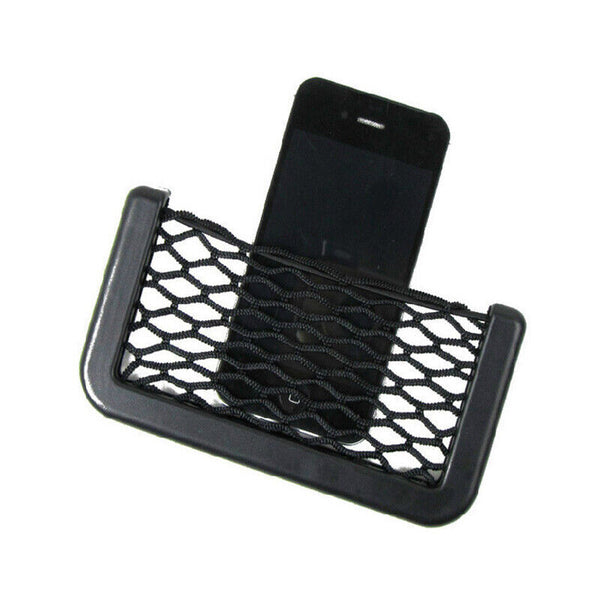 2Pcs Car Net Storage Holder Adhesive Pocket Auto For Phone Sunglasses Black Mesh - Lets Party