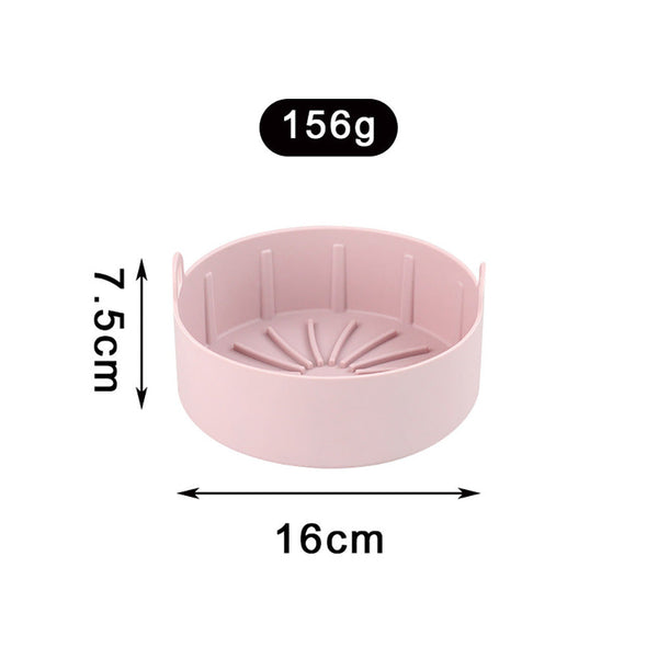 Reusable 16cm Pink Air Fryer Accessories Basket Silicone Pot Baking Tray Mat Oven Nonstick - Lets Party