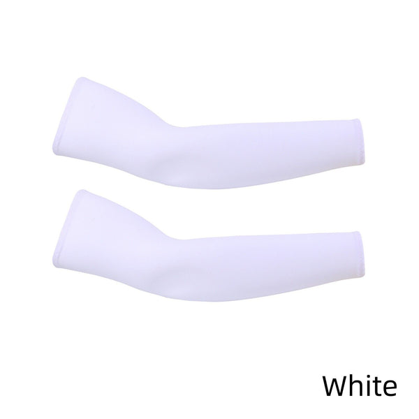 White Cooling Sport Arm Stretch Sleeves Sun UV Protection Covers Cycling Golf Unisex - Lets Party
