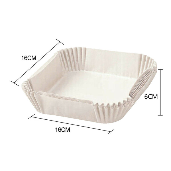 100pcs White Square 16cm Air Fryer Disposable Paper Liner Non-Stick Pan Parchment Baking Paper - Lets Party