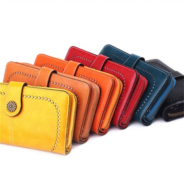 2PCS PU Leather Wallet- Zipper Lady Long Card Holder Coin Phone Bag Case Purse