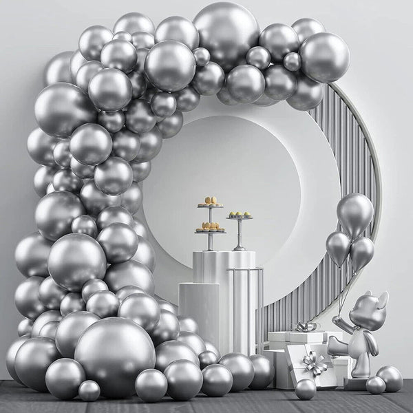 20x Latex Balloons 10inch/25cm Silver Pearl Retro Balloon Party Wedding Birthday