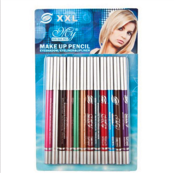 2Sets 24PCS Eyeliner Pencil 12 Color Cosmetic Makeup Pen Set Eye Shadow Glitter