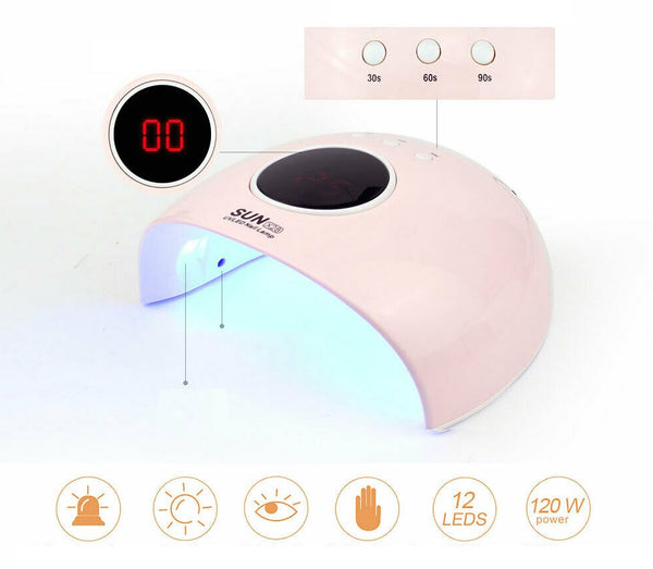 120W Nail Lamp UV LED Light Professional Nail Polish Dryer Art Gel Curing Device - Lets Party