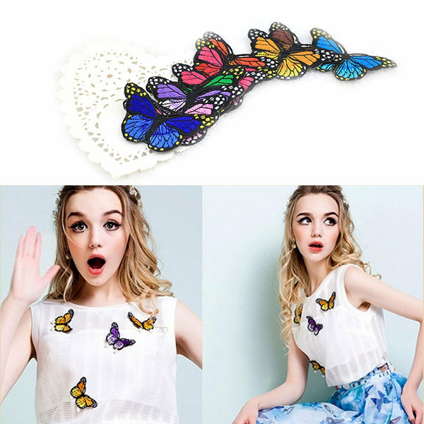 10pcs Butterfly Embroidered Cloth Iron On Patch Sew Motif Applique Craft