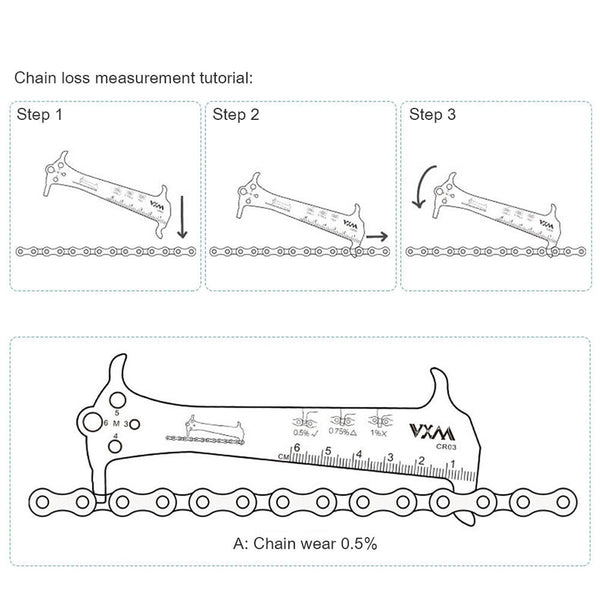 3In1 Bike Chain Wear Indicator Chain Checker Ruler Portable Caliper Cycling AU