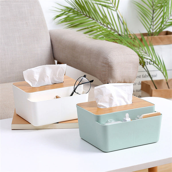 Tissue Box Dispenser Paper Storage Holder Napkin Case Organizer Wooden Cover AU