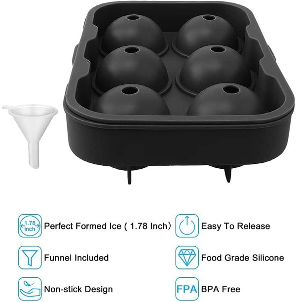 Black Silicone Ice Cube Trays Combo Round Ice Ball Spheres Ice Cube Tray Mold Mould - Lets Party