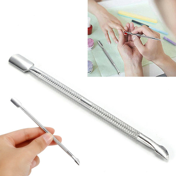 Stainless Steel Cuticle Nail Pusher Double Ended Spoon Nail Art Tool Pedicure - Lets Party