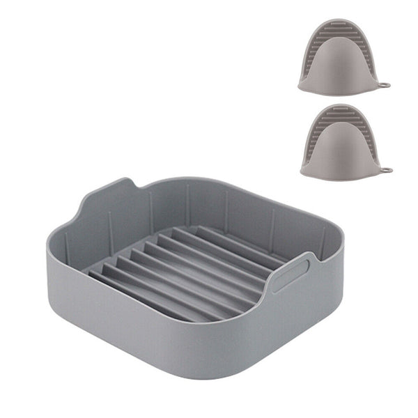 Reusable Grey Air Fryer Accessories Basket Silicone Pot Baking Tray Mat Oven Nonstick - Lets Party