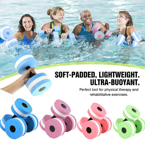 1x  Yellow Water Dumbbells Aquatic Exercise Dumb bells Water Aerobics Workouts Barbells - Lets Party