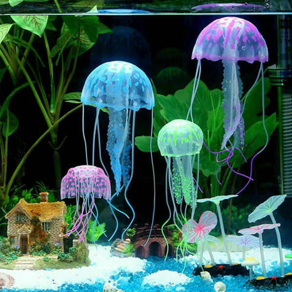 3X Fish Tank Fluorescent Glowing Beauty Artificial Simulated Jellyfish Ornament