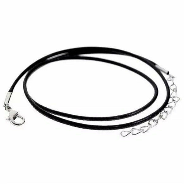 Up100x Black Woven Necklace Rope Leather Cord Stainless Steel Lobster Clasp Bulk