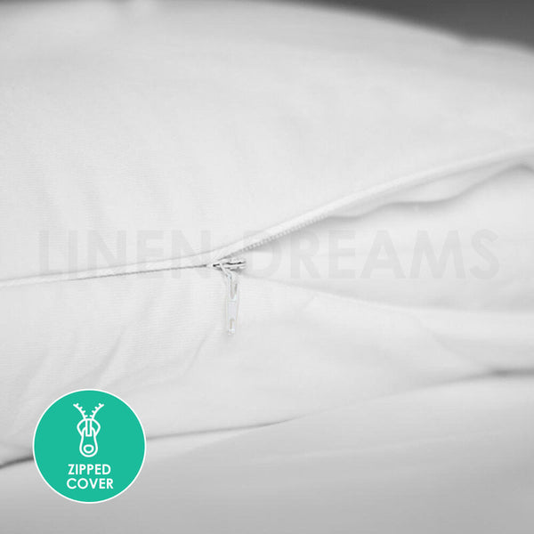 2x / 4x / 8x Natural Cotton Cover Pillow Protector Zip Closure Standard Case - Lets Party
