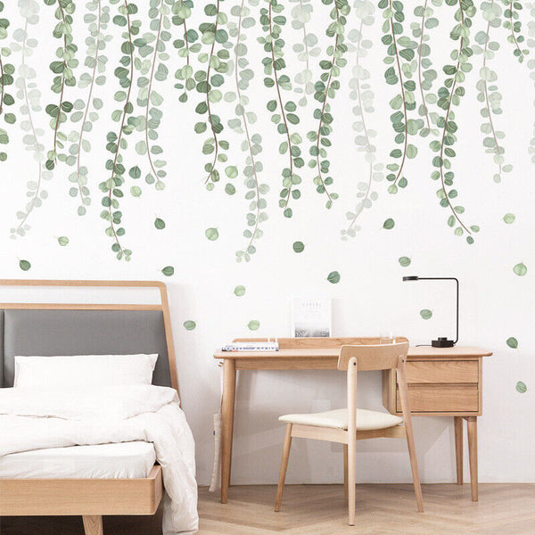 Removable Wall Stickers Nursery Green Foliage Leaves Hanging Vines Decor DIY AU
