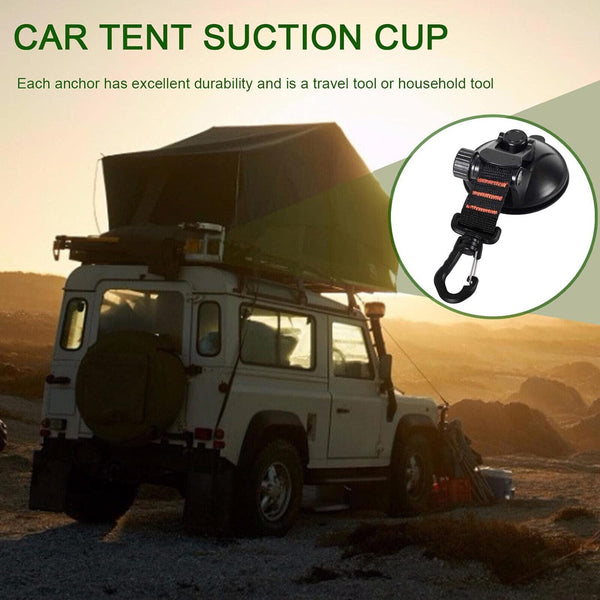 Suction Cup Anchor Securing Hook Tie Down Camping Tarp as Car Side Awning