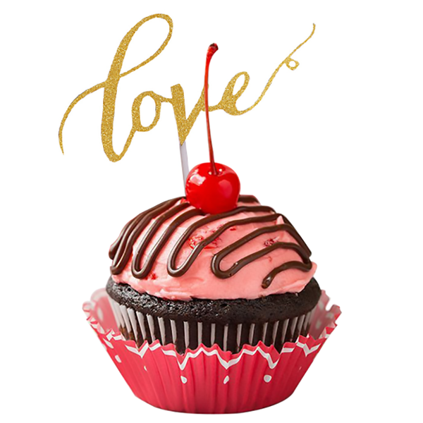 2pcs LOVE Cake Topper Sparkle Glitter Gold Wedding Decorating Engagement Party