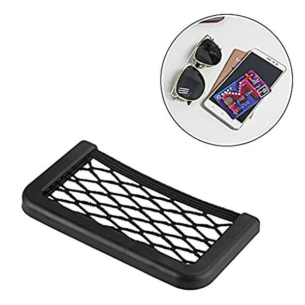 2Pcs Car Net Storage Holder Adhesive Pocket Auto For Phone Sunglasses Black Mesh - Lets Party