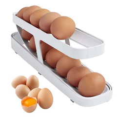 Rolldown Refrigerator Egg Dispenser Auto Rolling Egg Holder 2 Tier Storage Rack