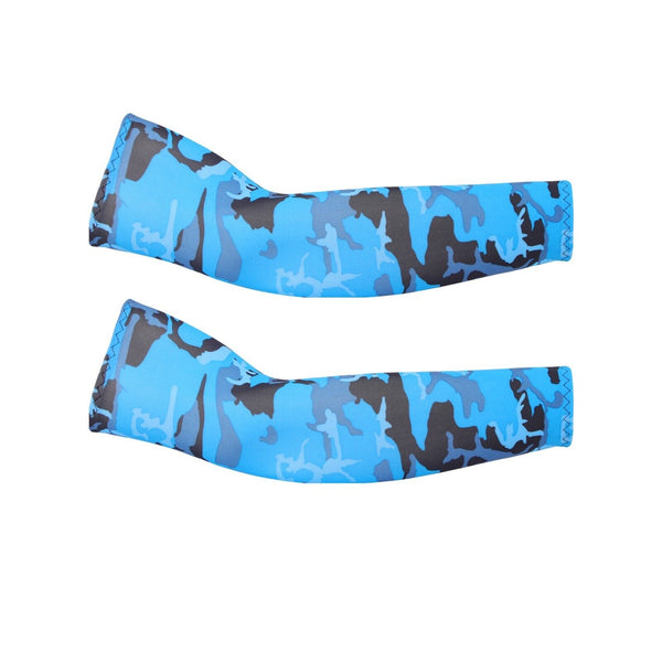 Camouflage Blue Cooling Sport Arm Stretch Sleeves Sun UV Protection Covers Cycling Golf Unisex - Lets Party