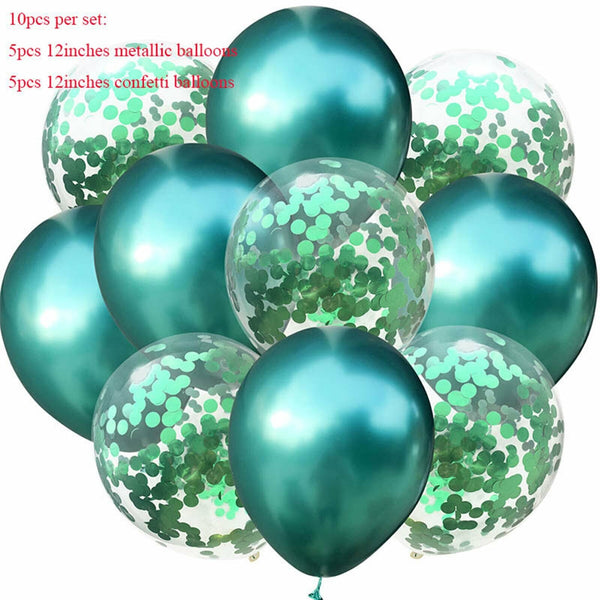 10X Confetti Metallic Chrome Retro Balloons Set Wending Birthday Decor Balloon