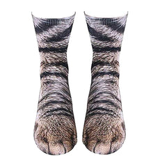 NEW 3D Print Cat Animal Paws Crew Socks-Novelty Funny Gift for Kids Men Women AU