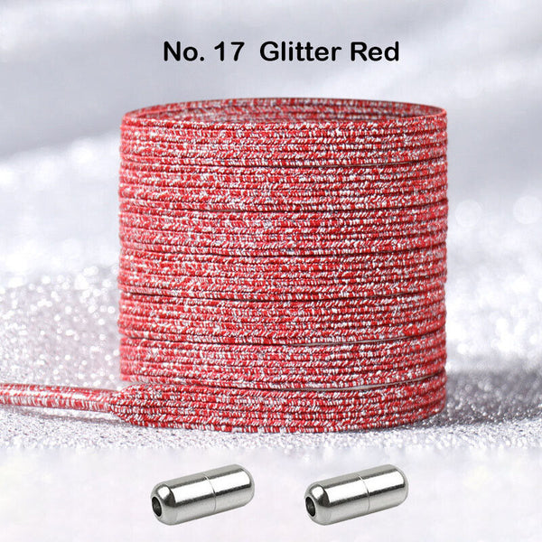 No Tie Glitter Red Locked Elastic Shoelace Shoe Lace Lazy Laces Sneakers Sports Kids Adults - Lets Party