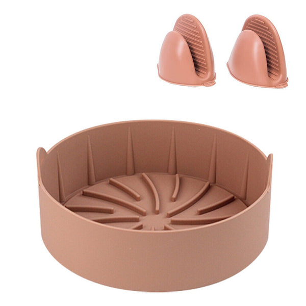 Reusable 16cm Coffee Air Fryer Accessories Basket Silicone Pot Baking Tray Mat Oven Nonstick - Lets Party