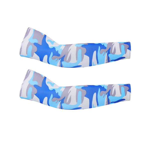 Camouflage Light Blue Cooling Sport Arm Stretch Sleeves Sun UV Protection Covers Cycling Golf Unisex - Lets Party