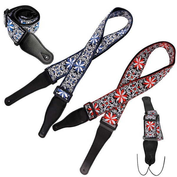 Adjustable Guitar Strap Embroidery Thickening Electric Acoustic Guitar Bass Belt