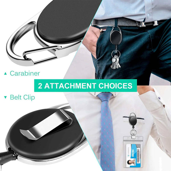 UP 9X Retractable Badge Holder Reel ID Card Business Security Pull Key Tag Clip