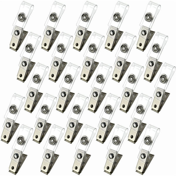 100X Metal Badge Clips Bulldog Allgator Clip With Straps for Card Badge Holder