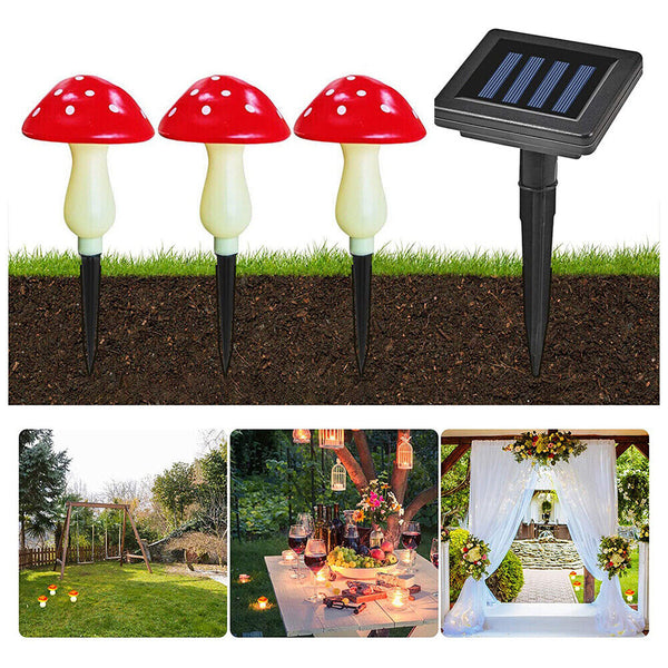 Solar Mushroom Fairy String Light LED Outdoor Garden Ornament Statues Yard Decor