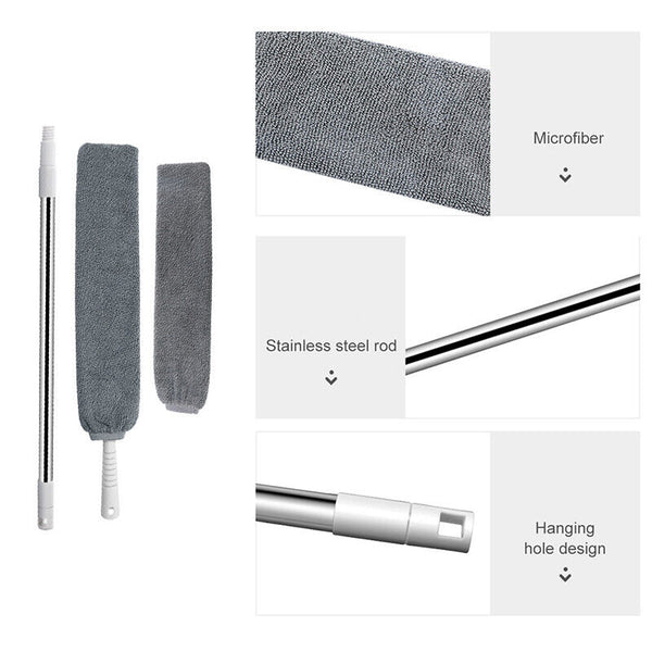 Retractable Gap Dust Cleaning Artifact Long Handle Duster with Microfibre Cloth