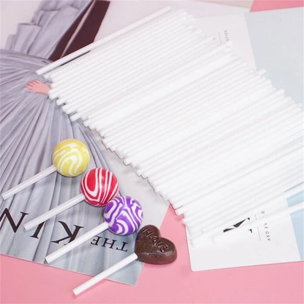 200PCS Lolly Lollipop White Paper Sticks Cake Pop Stick Candy Party Supplies AUS