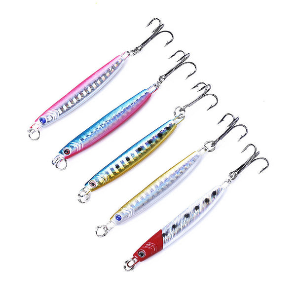 5Pcs Fishing Lure Metal Slice Spoon Spinner Slugs Tackle Mackerel Tailor Lures A