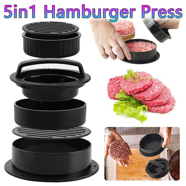 5in1 Hamburger Press Mould Stuffed Non-stick Burger Patty Maker Kitchen Tools AU