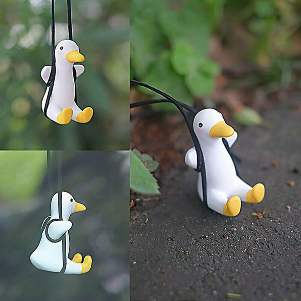 Car Pendant Cute Anime Little Duck Swing Auto Rearview Mirror Hanging Ornament