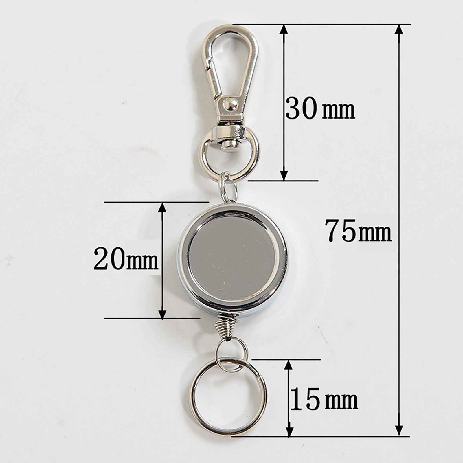 Retractable Stainless Steel Keyring Pull Ring Key Chain Recoil Heavy D
