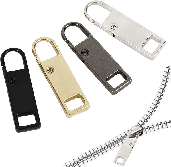 4X Zipper Pull Replacement Repair Kit Detachable Metal Zipper Slider Puller Tab