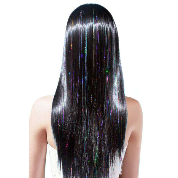 Extensions Glitter Tinsel Hair Hair skin weft Holographic Highlights Party - Lets Party