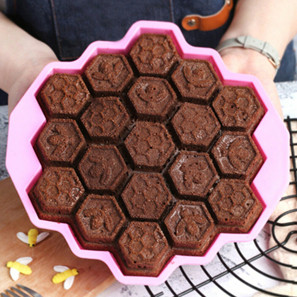 Silicone Bee Honeycomb Cake Mould Chocolate Soap Candle Bakeware Mold - Lets Party