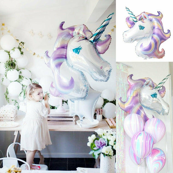 117cm Huge Purple Unicorn Foil Balloon Fantasy Horse Girls Birthday Party Décor - Lets Party