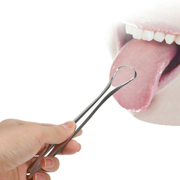 Stainless Steel Tongue Tounge Cleaner Scraper Dental Care Oral Hygiene Mouth Kit - Lets Party