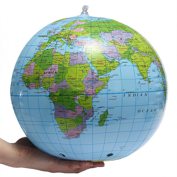 30cm Inflatable World Globe Earth Teaching Geography Map Beach Ball Kids Toy - Lets Party