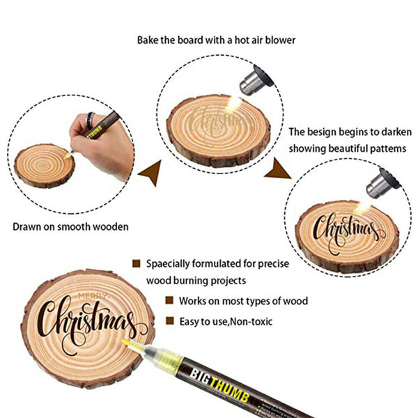 For DIY Projects Easy Use Fast Chemical Woodburning Pen Scorch Marker Painting - Lets Party