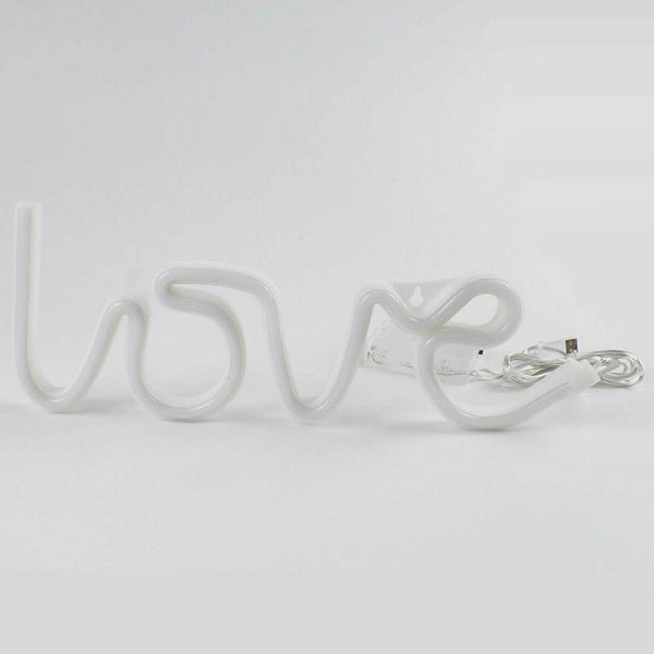 Love LED Neon Sign USB Battery Night Light Wall Bar Club Background Lamp Xmas - Lets Party