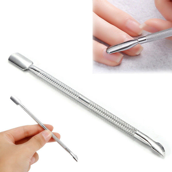 Stainless Steel Cuticle Nail Pusher Double Ended Spoon Nail Art Tool Pedicure - Lets Party